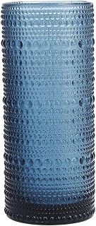 Fortessa Jupiter Beaded Hobnail Glass, 11 Ounce Collins/High Ball (Set of 6), Cornflower Blue