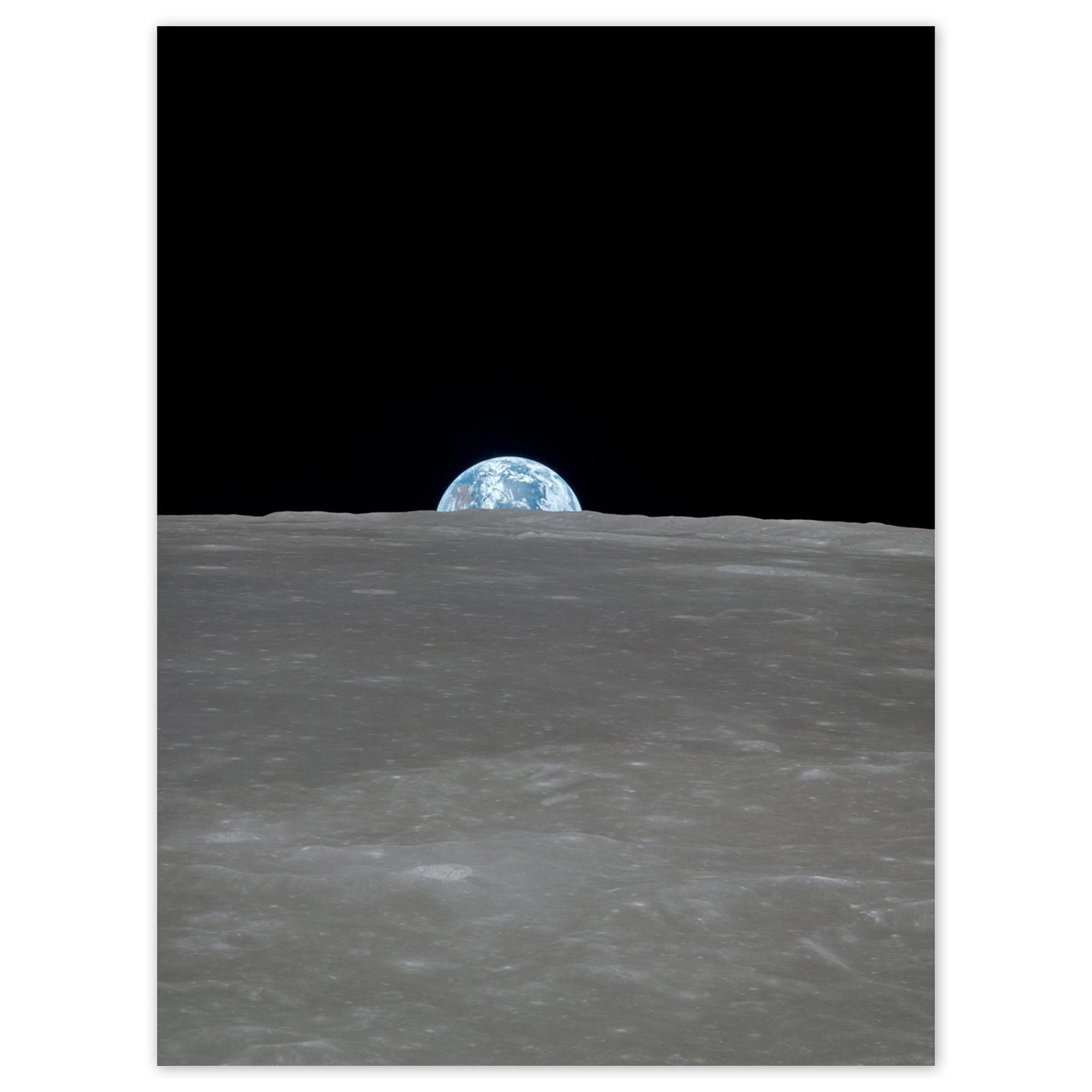 Doppelganger33 Ltd Nasa Apollo 11 Mission Image Earth On Horizon Of Moon Earth Rise Photo Art Print Canvas Premium Wall Decor Poster Mural