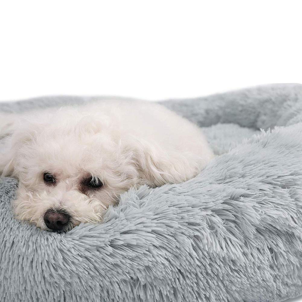 XOXUXOA Round Pet Bed For Dogs & Cats - 53cm, Suede Blend, Calming & Non-Slip, Brown