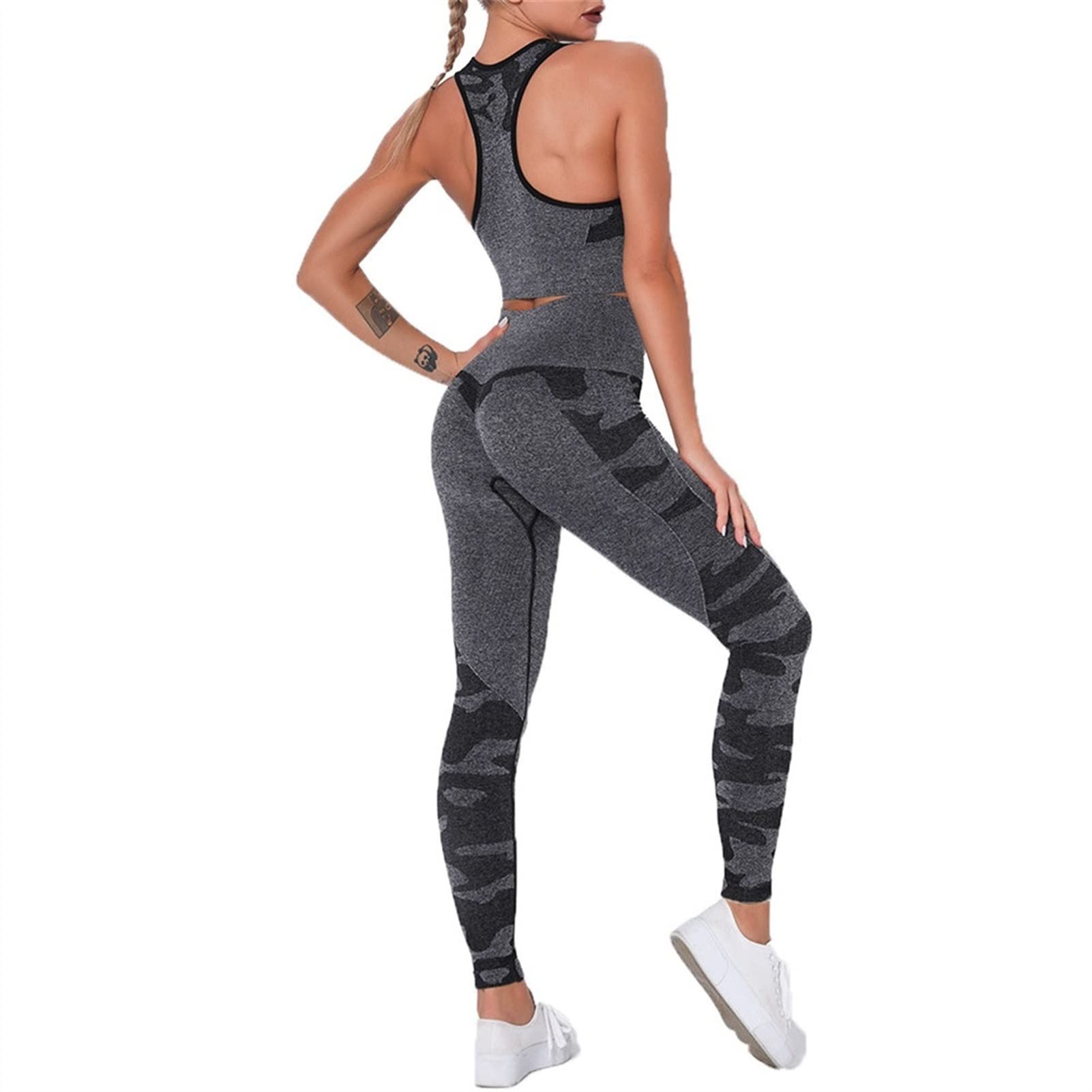 Damskie dresy treningowe do jogi, strój dla kobiet, zestaw 2 sztuki, nakładka do jogi Scrunch tłok, gimnastyka, legginsy bez ramion, sportowy biustonosz z rękawami crop Top Yoga Fitness dres treningowy 2 sztuki