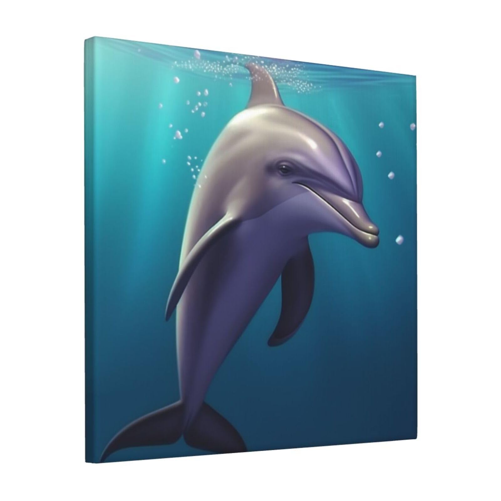 FodPand Cute sea animal dolphin Canvas Wall Art for Living Room Wall Decor 12"x12" Modern Artwork Painting Pictures Hanging Canvas Prints Aesthetic Wall Art for Bedroom Bathroom Office Wallart Decor