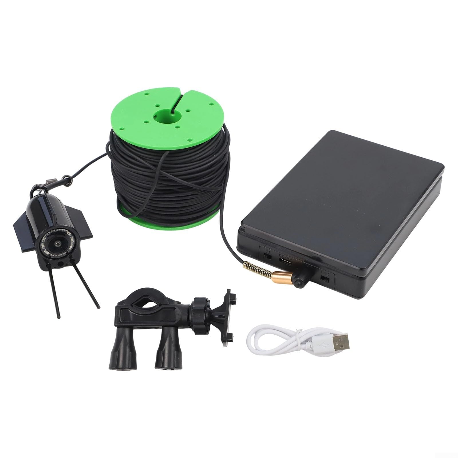 Cámara de pesca subacuática con visión nocturna y gran angular de 220°, buscador de peces HD con pantalla de 4.3 pulgadas, equipo portátil de pesca en hielo para condiciones de poca luz, negro (50 m)