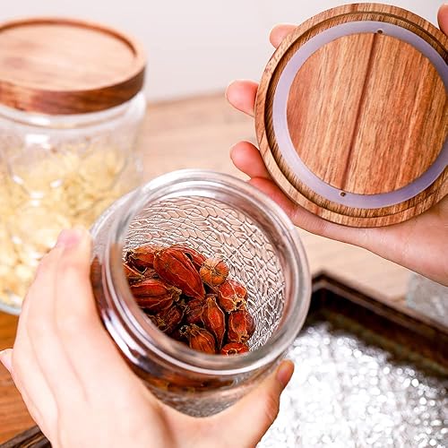 Miniatura 5 de Hovico Tarro de vidrio con tapa  Recipiente de vidrio hermético de 24 onzas, recipientes de cocina para té, granos de café, azúcar, dulces,