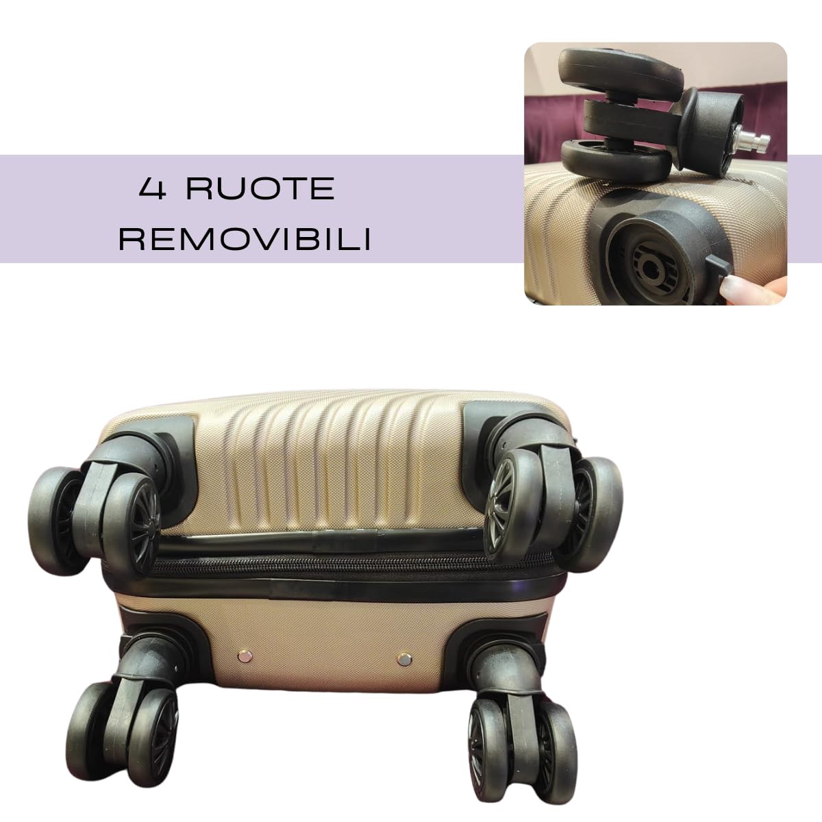 LBF EASY TRIP Bagaglio a Mano Ryanair 40x30x20 cm Ruote Removibili (Rosa Champagne)