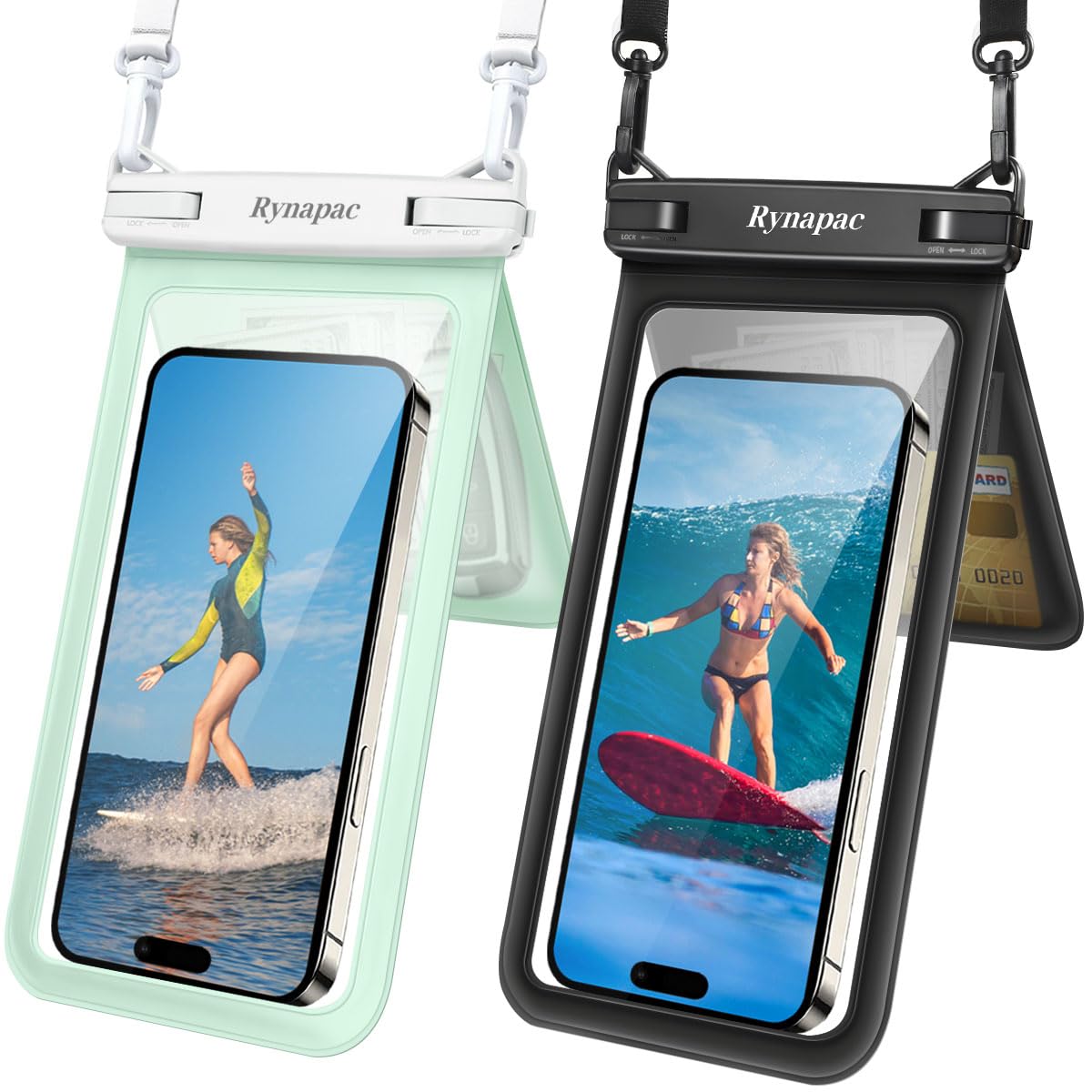 Waterproof Phone Pouch, [Up to 8.5''] Double Space Waterproof Phone Case with Lanyard for iPhone 17 16 15 Pro Max Galaxy S25 Ultra, Cellphone Dry Bag