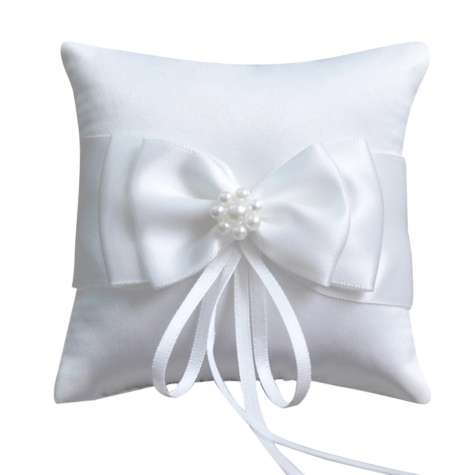 CGRSDSD Ring Bearer Pillow Wedding Ring Pillow Bow Pearl Ring Holder Ring Bearer Pillow Cushion For Wedding Ceremony Party(S)