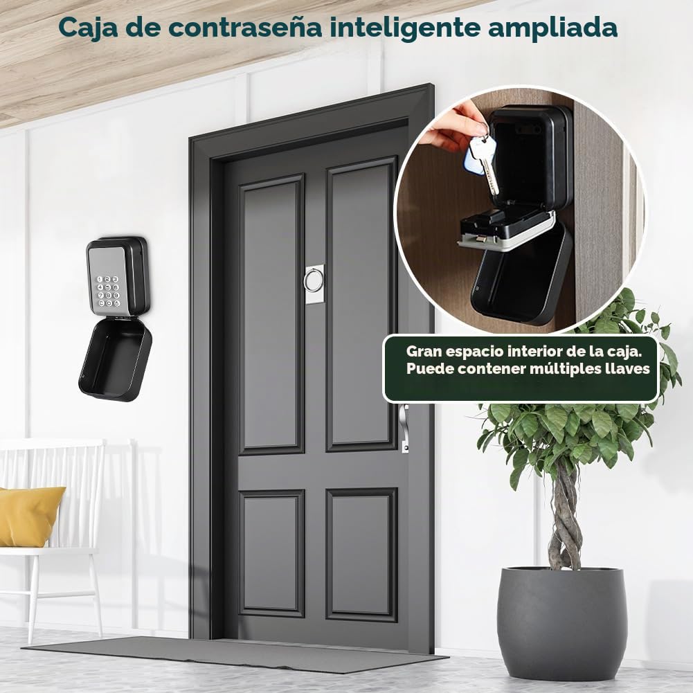 Caja fuerte inteligente para llaves con código numérico exterior, caja fuerte para llaves con grilletes Bluetooth, compatible con aplicación TTLock y código PIN, caja de llaves with código numérico de