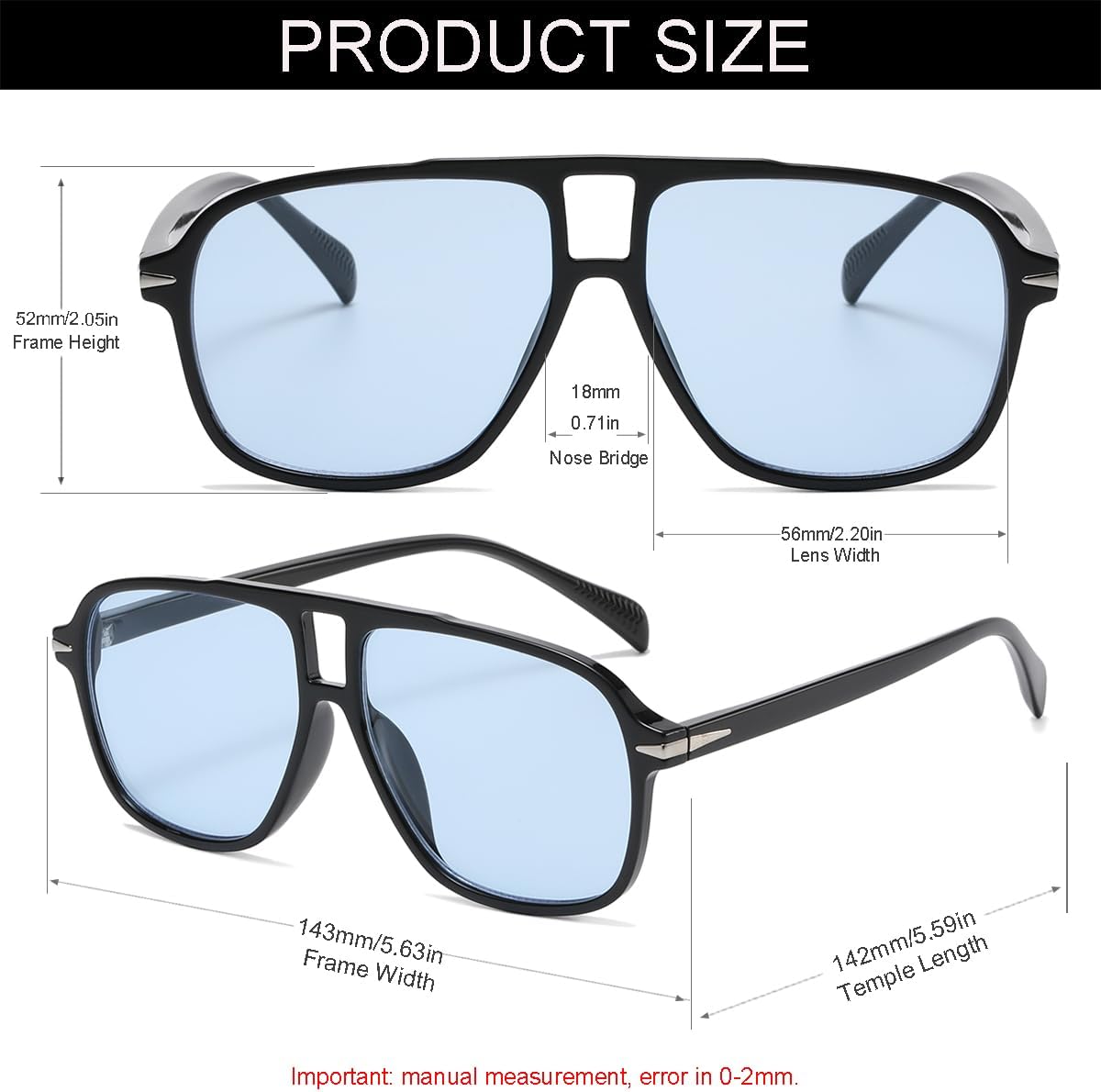 NIDOVIX Retro Aviator Sunglasses for Women Men Vintage 70s Square Classic Aviator Shades Sun Glasses UV400 Protection - Image 4