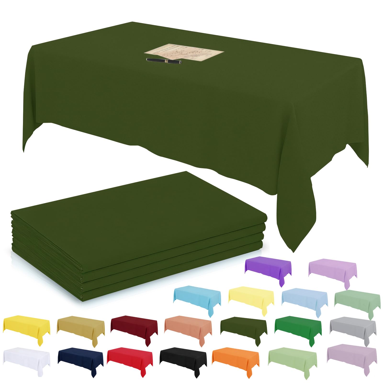 4Pack Plastic Dark Green Table Cloth Party for Rectangle Tables,137x274cm Decorative Paper Table Cloths for Parties Disposable,Green Party Decorations Table Cover for Picnic,Birthday,Christmas