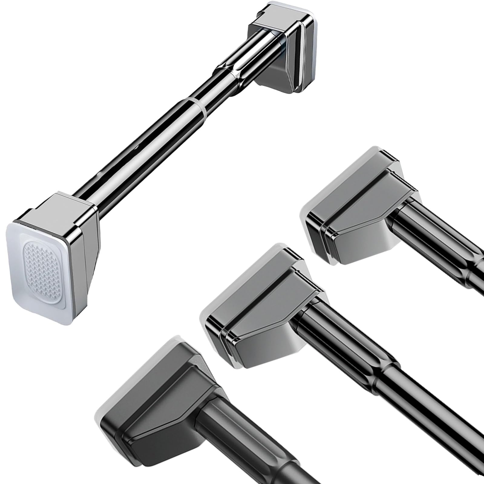 WQPMNYG Adjustable No Drill Shower Curtain Rod - 40-500cm Tension Rod, Rustproof Space-Saving Design, Easy Installation Stainless Steel Shower Pole for Modern Bathrooms