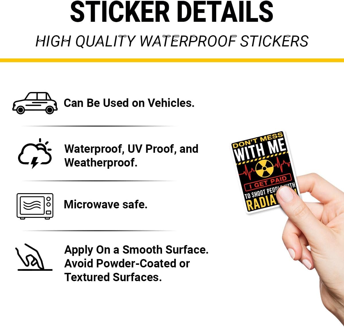 (3 Pcs) Don't Mess with Me I Get Paid to Shoot People with Radiation Sticker – Funny Radiologic Technologist Quote Vinyl Decal Waterproof for Laptop, Clipboard, Badge Reel – 3 Inch image 5