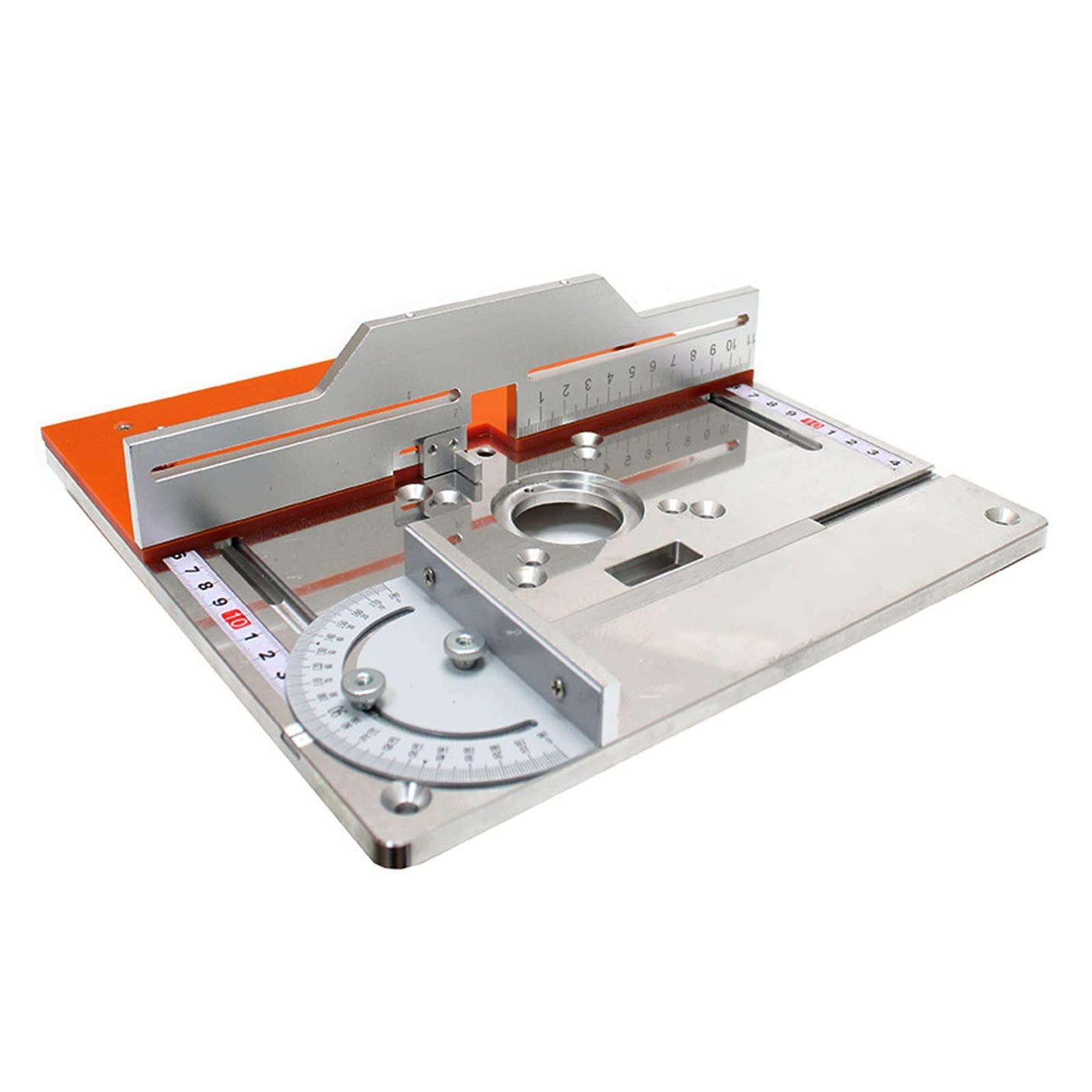 Placa de inserción de mesa de enrutador de aluminio, tablero abatible de fresado de madera eléctrico con juego de guía de calibre de inglete, sierra de mesa, banco de trabajo for carpintería Herramien
