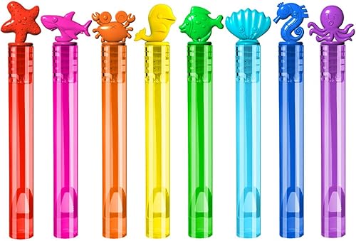 VKTEN 64 mini varitas de burbujas de animales marinos, 8 colores, 8 estilos, recuerdos de fiesta para niños, cumpleaños temáticos, boda, hora del