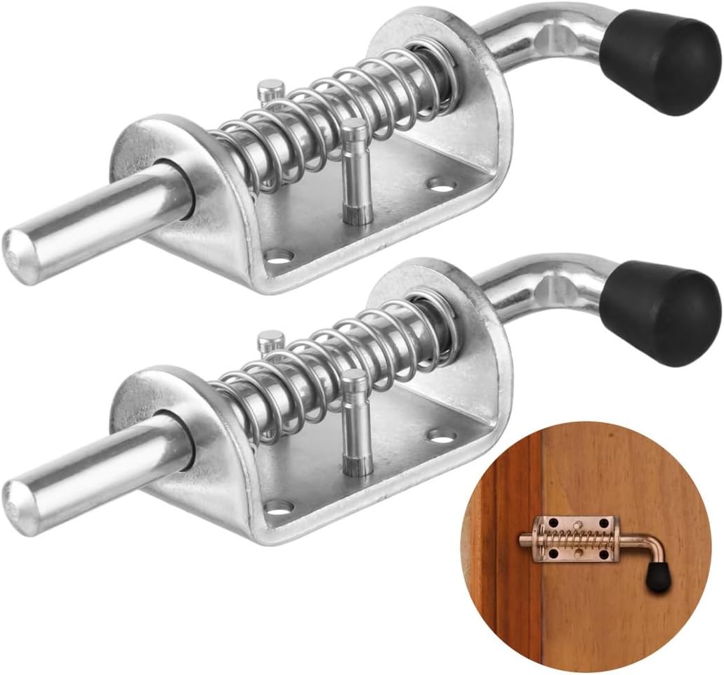 Garages, Doors, Heavy-Duty Stainless Steel Spring Bolts Sliding Latch Pins, 2 Packs To Trailers, Tailgates, Metal Solid Lock Barrel Bolts, Barns