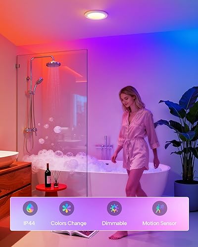 Miniatura 2 de wowatt Luz de ducha recargable con control remoto, luces RGB que cambian de color y luz blanca para la ducha, luces de ducha para dentro de la ducha