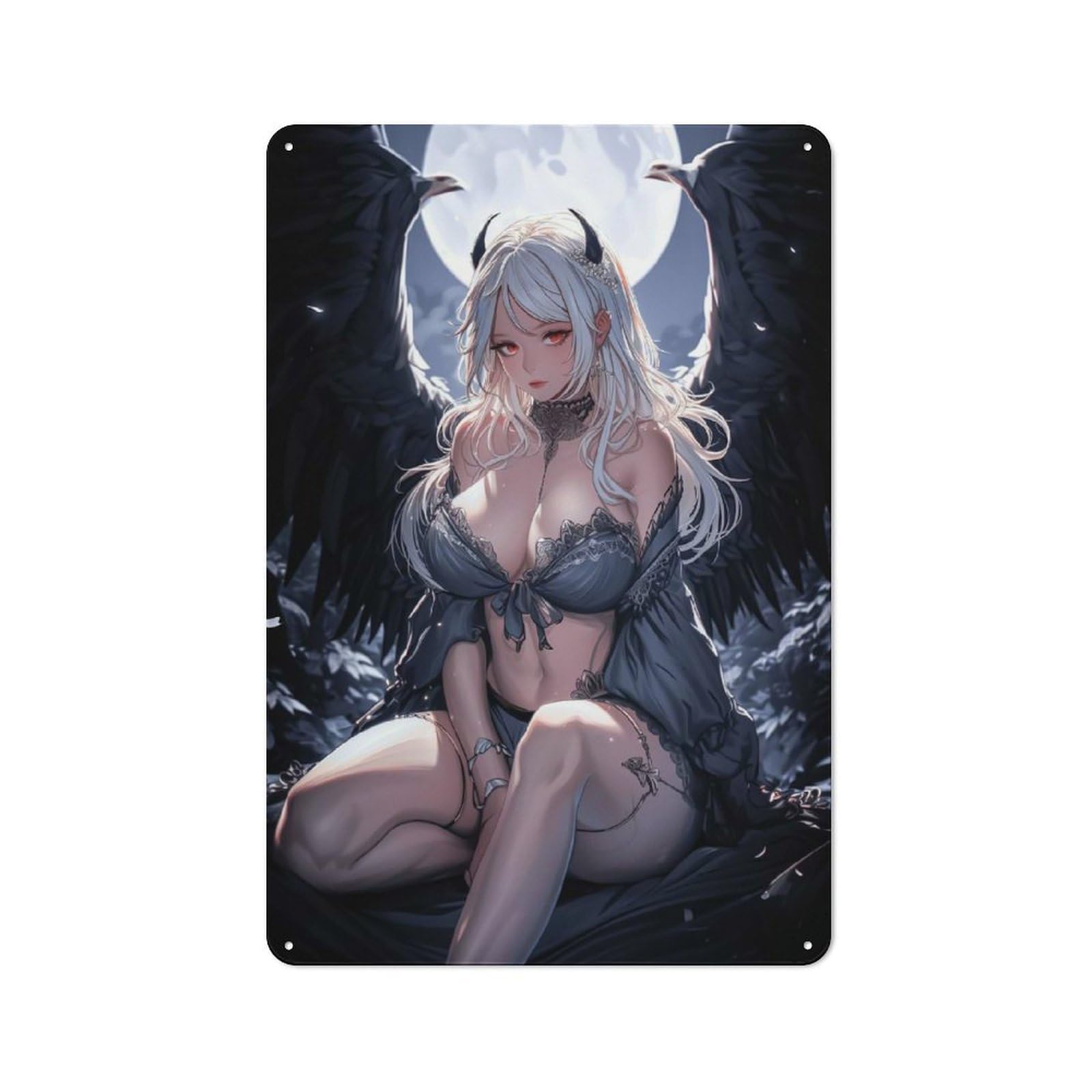 Junmoney Girls Style-2 Shed Style Decorative Metal Plaque 30X20cm Featuring Demon Porch Wall Decor For Patio Bar, Workshop, Shed Or Kitchen