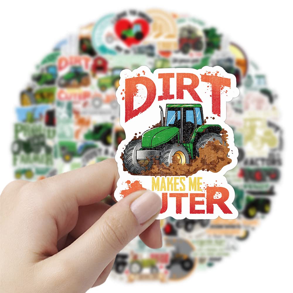 50 Pcs Cute Cartoon Green Farmer Tractor Stickers, Waterproof, Cool Design for Laptop Skateboard, Water Bottle, Helmet - Image 3