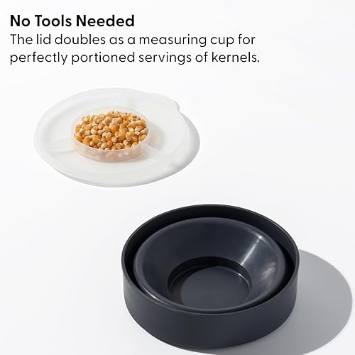 Vista 3 de W&P Recipiente para hacer palomitas de microondas de silicona Negro Recipiente plegable con medición incorporada, sin BPA, ecológico, sin