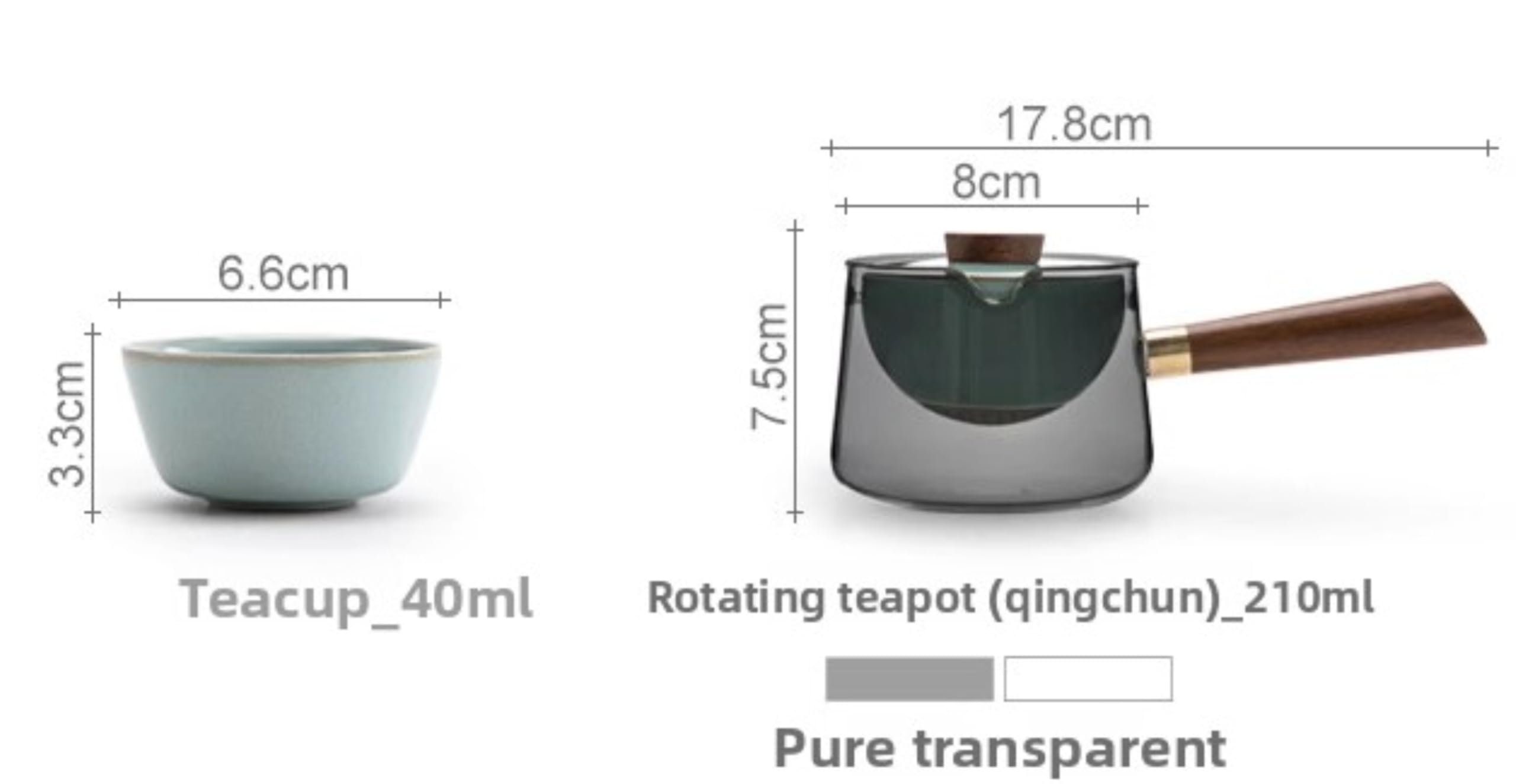 Ru Kiln Travel zestaw do herbaty przenośny zestaw 4 szt., 210 ml 201 g, szklany zaparzacz do herbaty ceramika