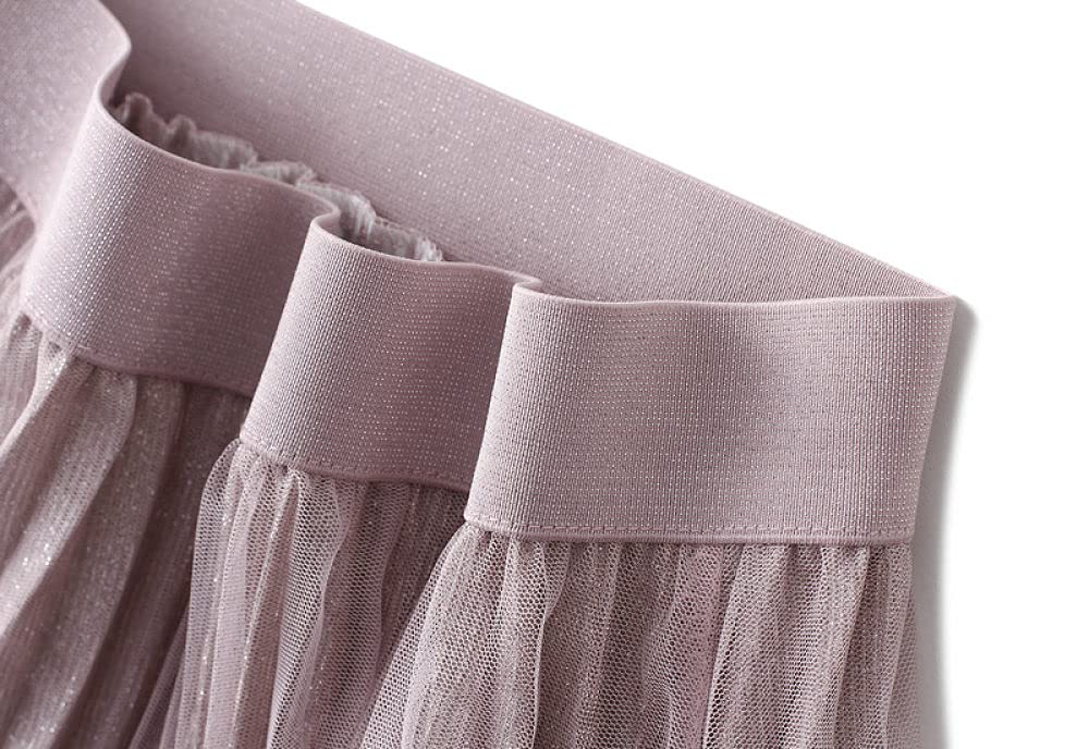 Röcke,Damen Midirock Lila Farbverlauf Elastische Hohe Taille Glitzernder Plissee Tüllrock Mode A-Linie Swing Geraffte Geschichtete Elegante Lange Röcke Für Mädchen Damen,L
