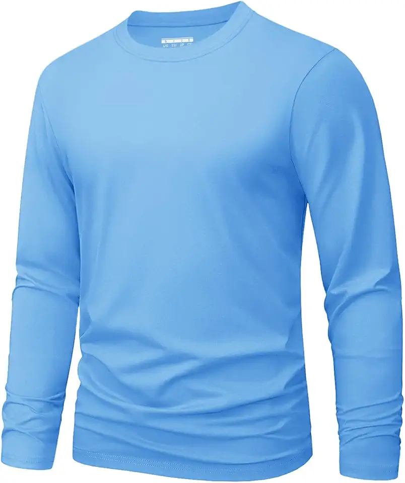 MAGNIVIT Men's Shirts Long Sleeve Cotton T-Shirt Crew Neck Midweight Tees Classic Basic Casual Tops Plain Soft Shirt