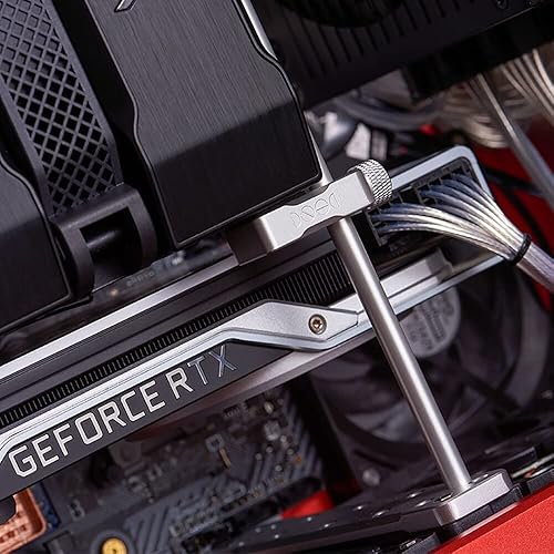 Miniatura 6 de Soporte de tarjeta gráfica DIY tarjeta de video externa Sag Holder Base Radiador Ventilador Soporte Aluminio Estilo Largo Plata