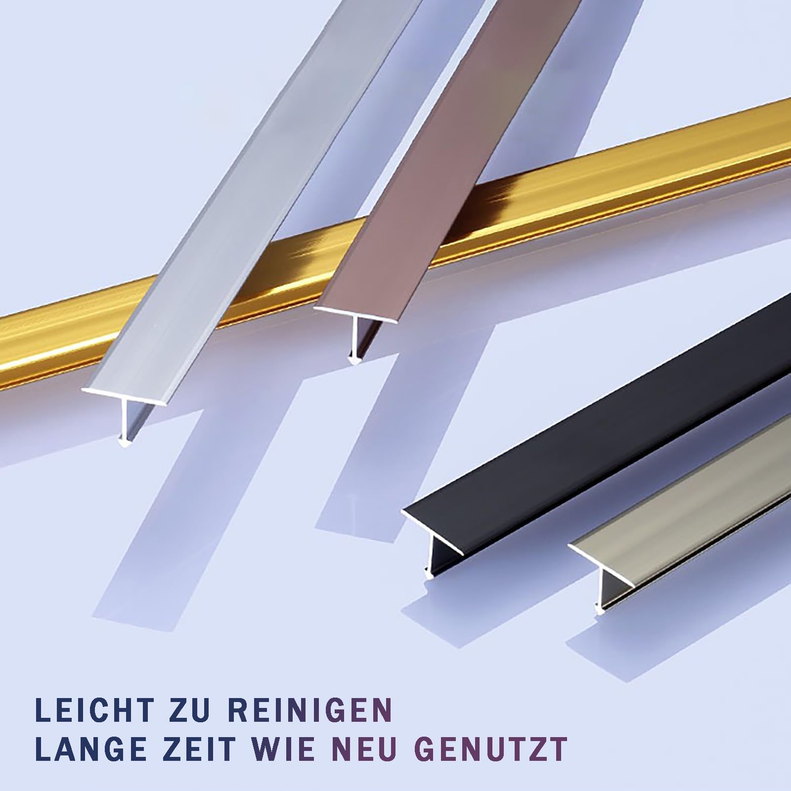 Tiras De Transición De Aluminio Para Suelos Laminados, Vinílicos Y Parquet, 125cm, 2 Piezas, Perfiles En Forma De T, Tira De Borde Para Puerta, Solución Duradera Para Suelos(Gold,Breite: 6mm)