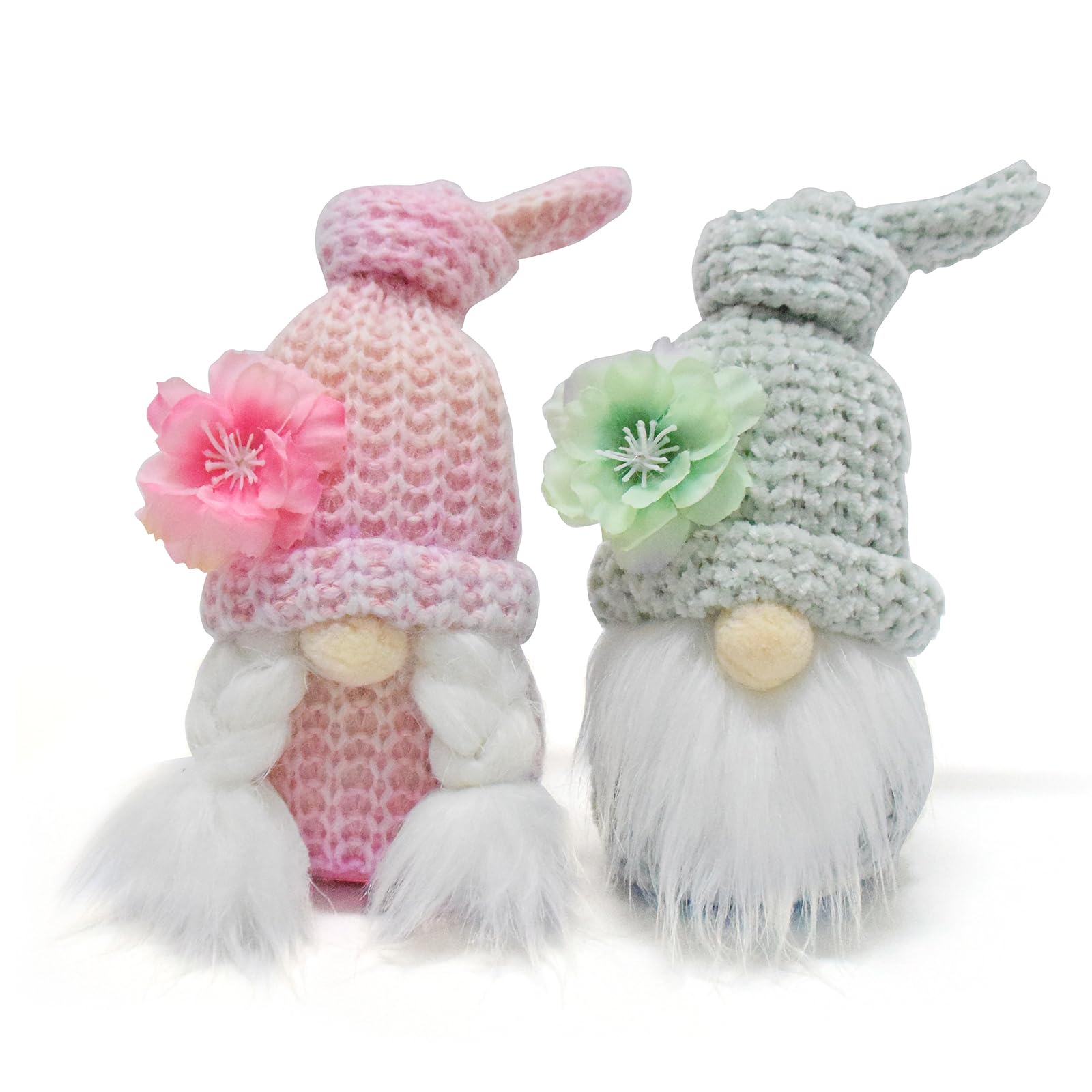 Vytina 2 PCS Flower Farmhouse Gnomes Plush Decor Spring Summer Time Gifts Swedish Tomte Crochet Knotted Gnome Doll Tiered Tray Nisse Elf Decorations