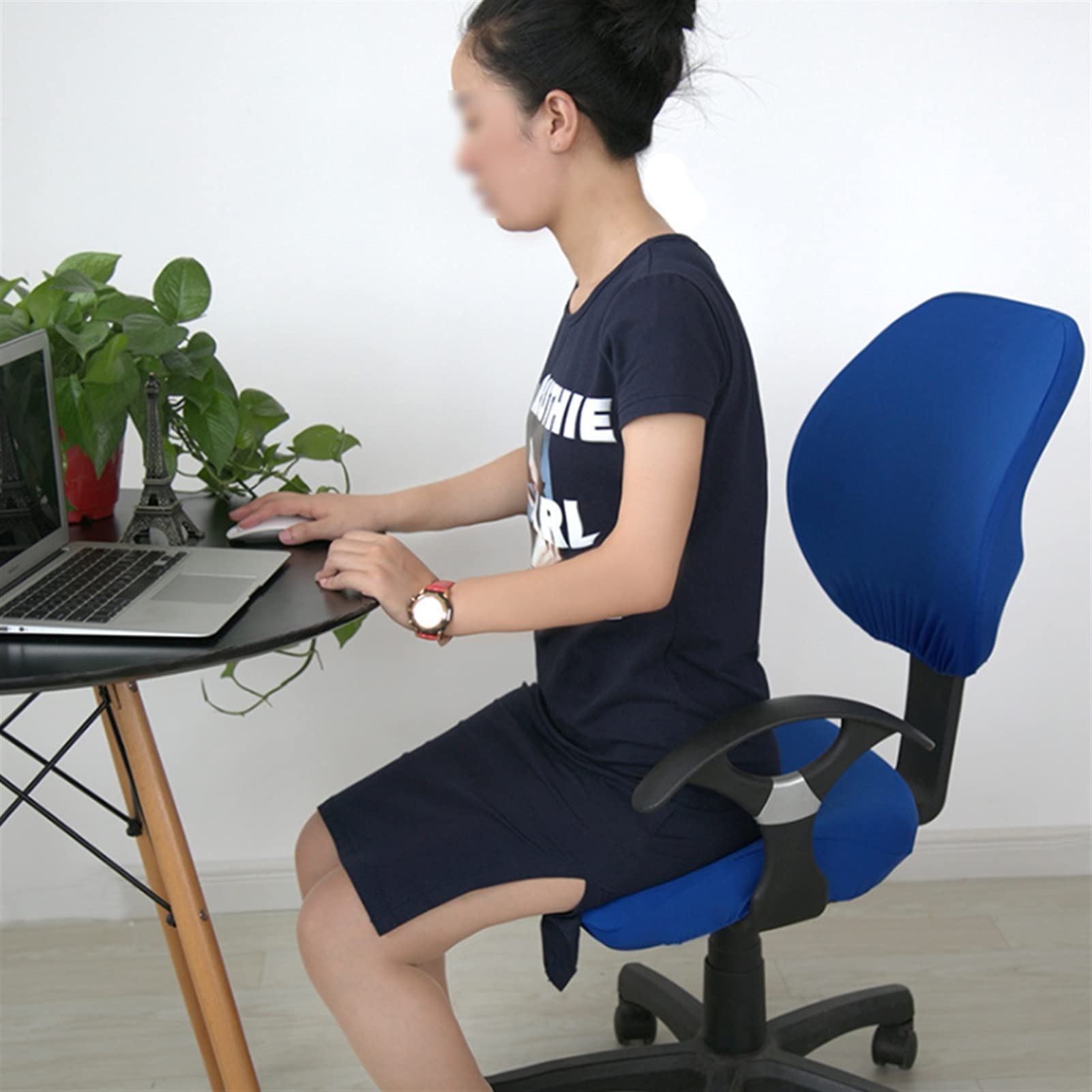 Oficina Computadora Silla de Juego Cubierta Tamaño Universal Estiramiento Elástico Spandex Silla Cubiertas Fundas Fundas sillas (Color : Sky Blue, Specification : No armrest Cover)