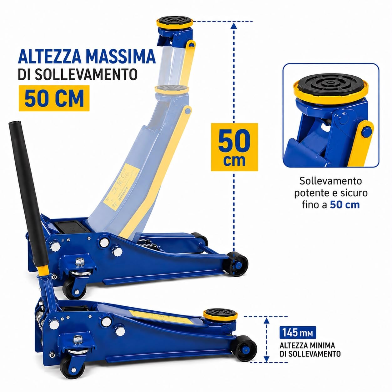Cric Sollevatore idraulico carrello professionale 4t ruote bidirezionali a cuscinetto, crick martinetto cric Auto Idraulico assetto super ribassato professionale per veicoli doppio pistone