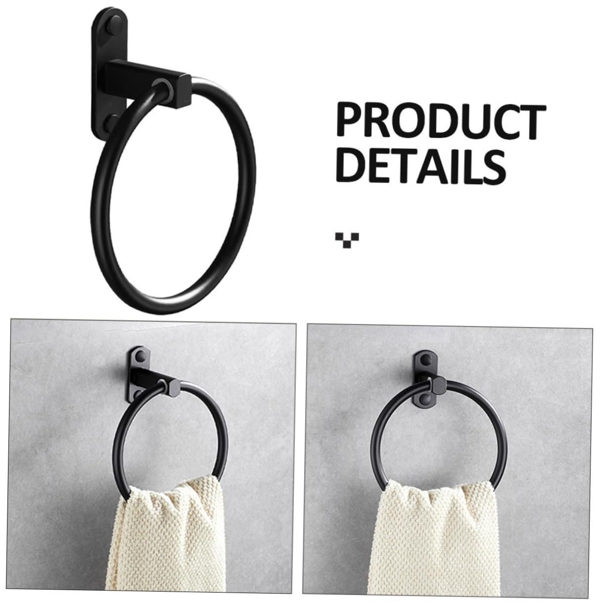 DOITOOL 2piezas Toallero De Negro Anillo De Toalla Sin Perforación Soporte para Baño y Cocina Instalación y Práctica