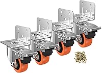 ASHGOOB 2 Inch L-Shaped Heavy Duty Caster Wheels with Brake, Double Bearing PU Locking Set of 4 for Furniture, Cribs, Cabinets