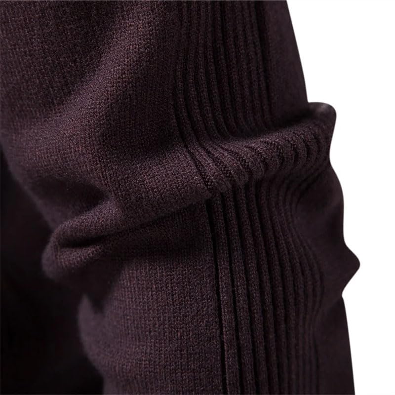 Men's Thick Knitted Sweaters Casual Solid Warm Slim Pullover Jumpers3