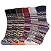 Fixget Damen Winter Wollsocken, 6 Paare Dicke Stricksocken Weiche Warme Vintage, Bunte Wintersocken Thermosocken Atmungsaktive EU 36-38, Farb-Mix A