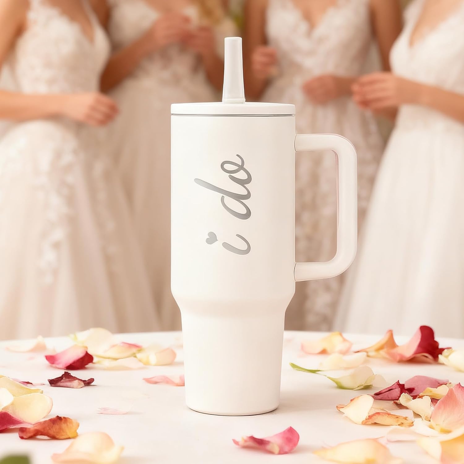 Bridal Shower Gifts for Bride to Be I Do 40oz Tumbler with Handle Lids Straws Stainless Steel Wifey Cup for Wedding Engagement Bachelorette Wife Her - Image 2