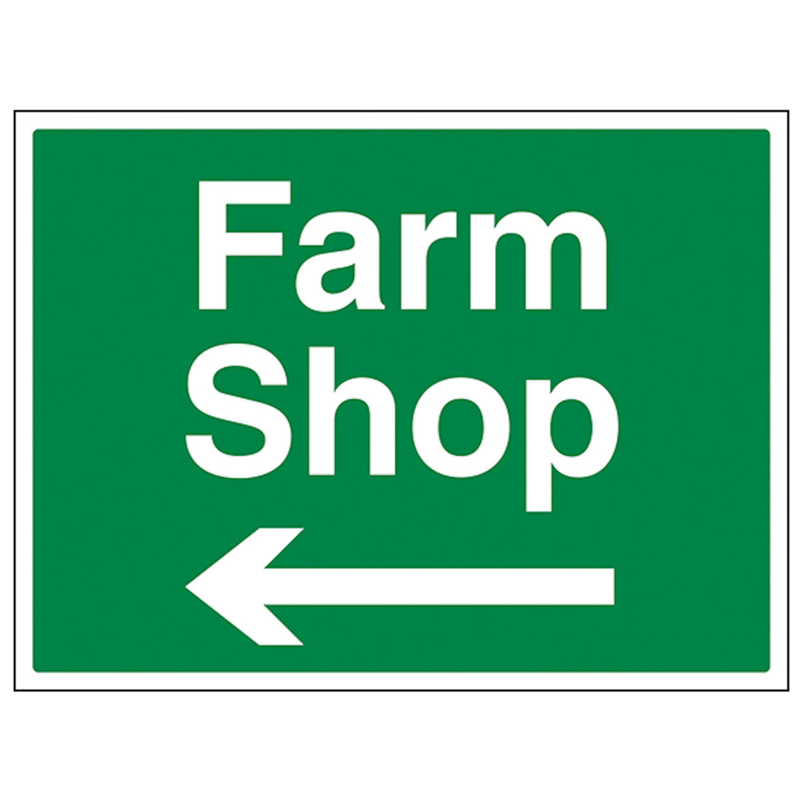 V Safety Farm Shop Arrow Left - Large Landscape 400 x 300 mm - 3mm Aluminium Composite Safety Sign
