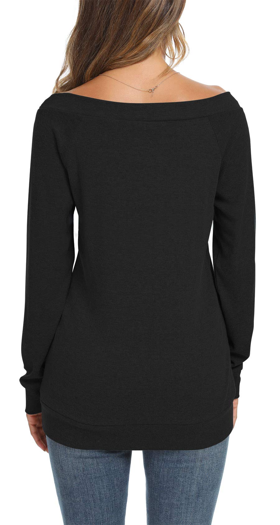 Womens Cute Sexy Off Shoulder Blouses Long Sleeve Boat Neck Tunics Tops
