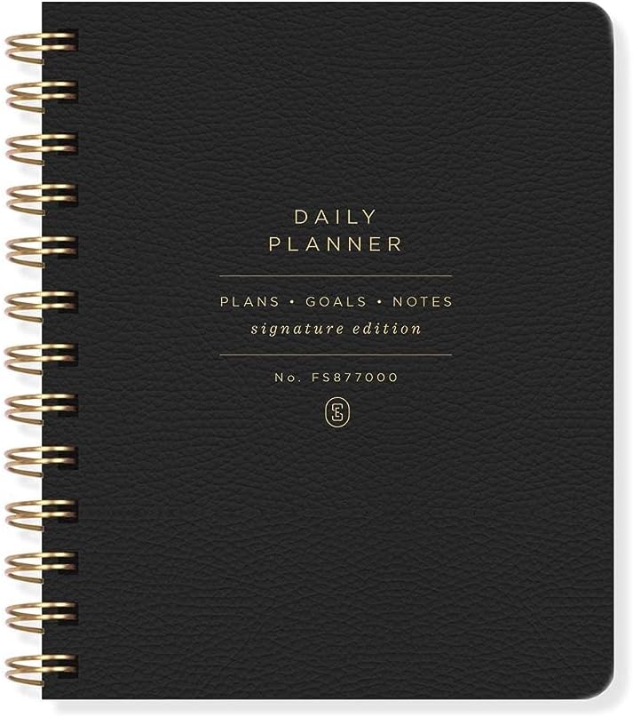 Fringe Stdio Non-Dated Daily Planner, 160 Pages, twing Ring Spiral Binding, SE Standard Black (877003)