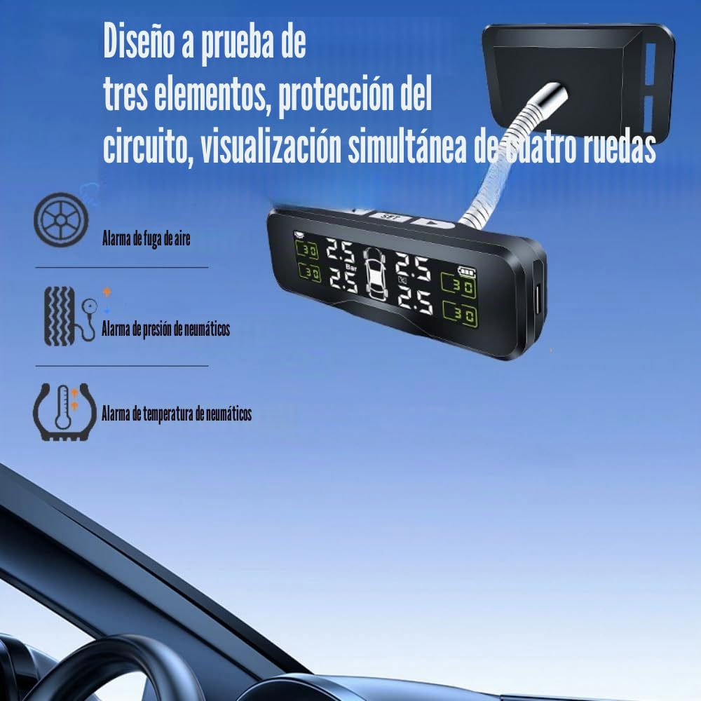 Sistema de Monitoreo Sensor de presión de neumáticos Ajuste de ángulo libre con pantalla LCD TPMS Monitor de presión detector universal para coche en tiempo Real con válvula externa