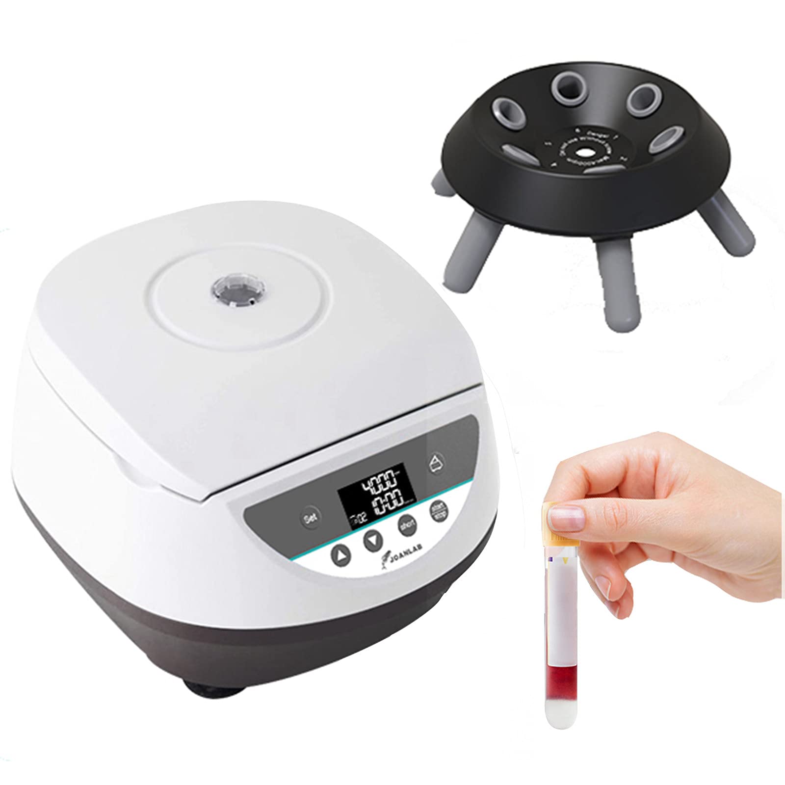 Zdcdy Mini Lab Centrifuge Machine, 500-12000rpm Lab Benchtop Digital Display Centrifuge, Adjustable Speed & Timing, with 2 Rotors for 0.2/0.5/1.5/2ml Micro Lab Equipment,LC-6S