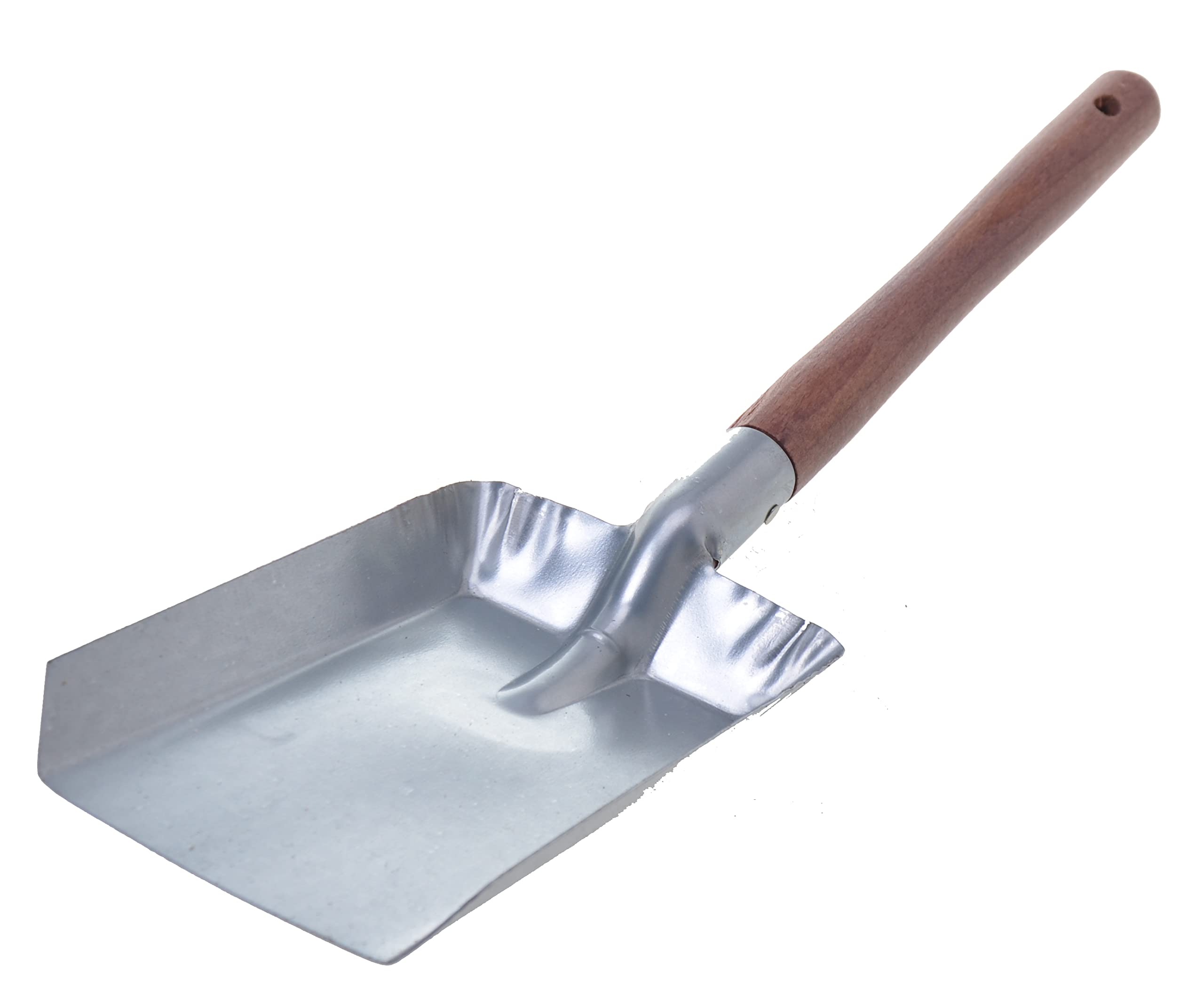 Pelle à Charbon 44 cm Galvanisée – Pelle à Cendres avec Manche en Bois pour Cheminée, Poêle, Barbecue, Foyer