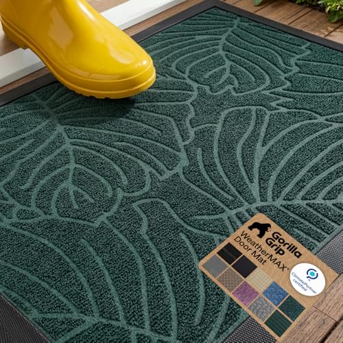 GORILLA GRIP 100% Waterproof All-Season WeatherMAX Doormat US Designed Natural Rubber, Stain and...