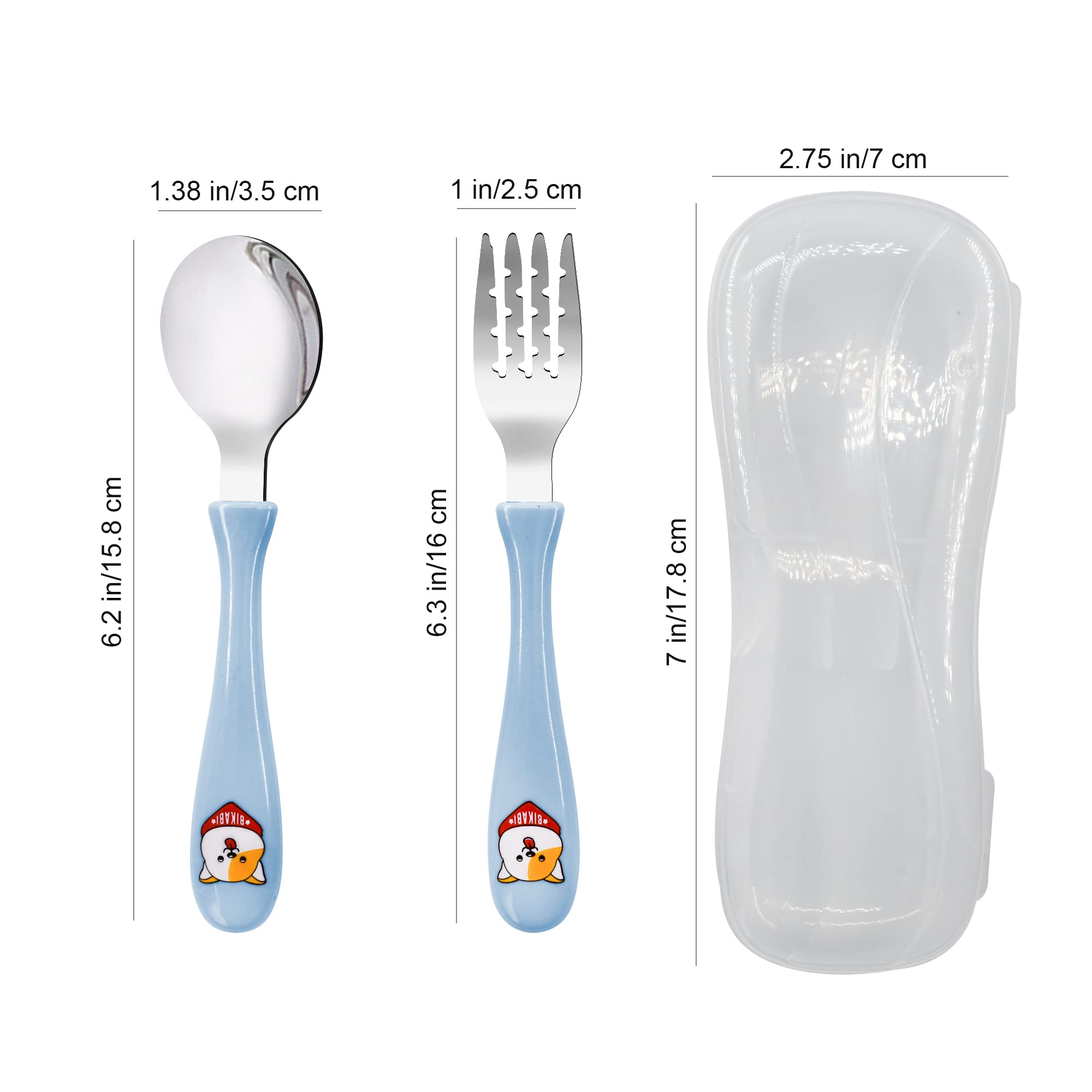 Set Posate Bambini In Acciaio Inox 18/8 Con Custodia - Forchetta E Cucchiaio Da Viaggio Per Scuola E Picnic - Foto 2