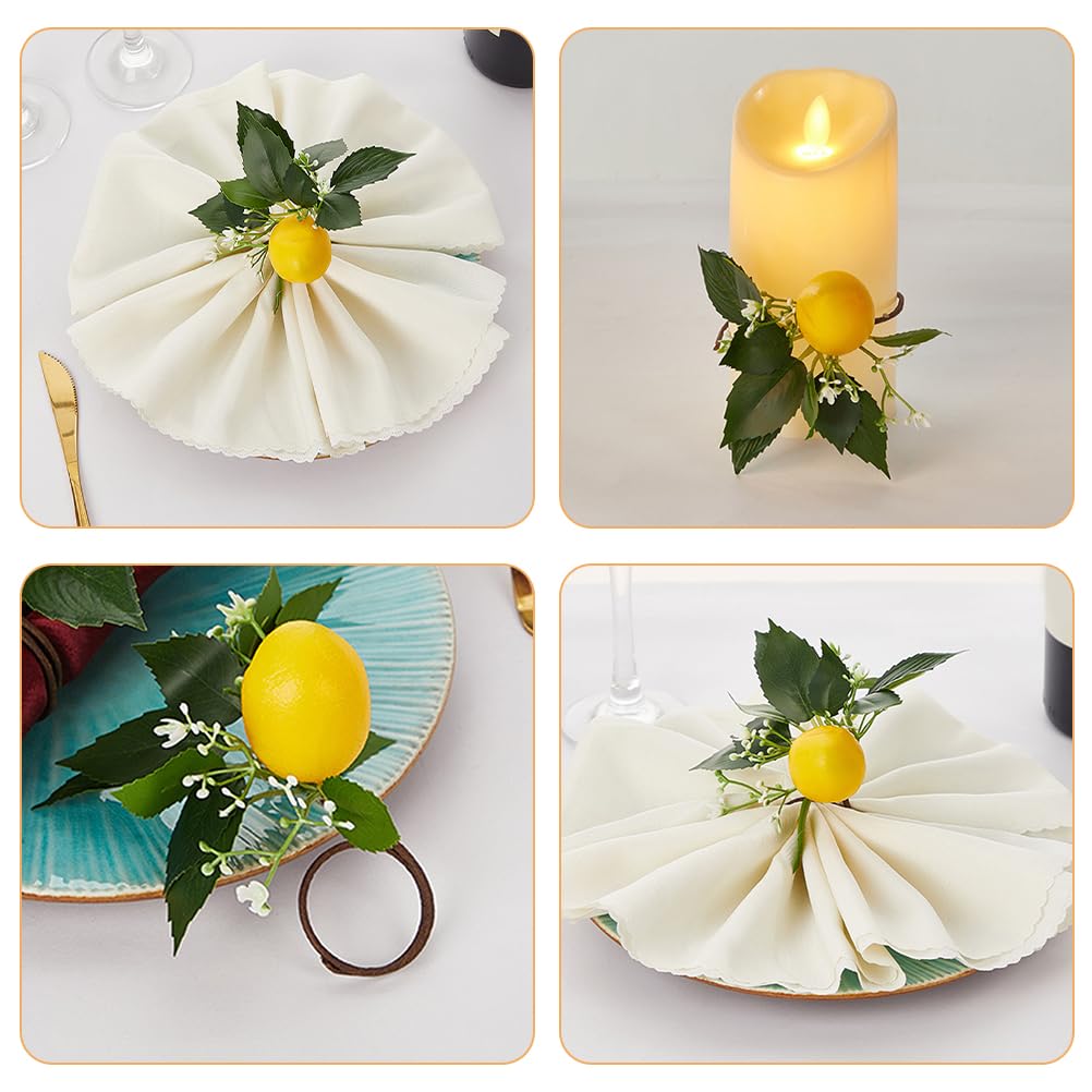 LOGOFUN 2Pcs Artificial Lemon Branch Simulation Lemon Picks with Long Stems Faux Lemon Plant with Leaves for DIY Crafts Home Office Vase Decoration