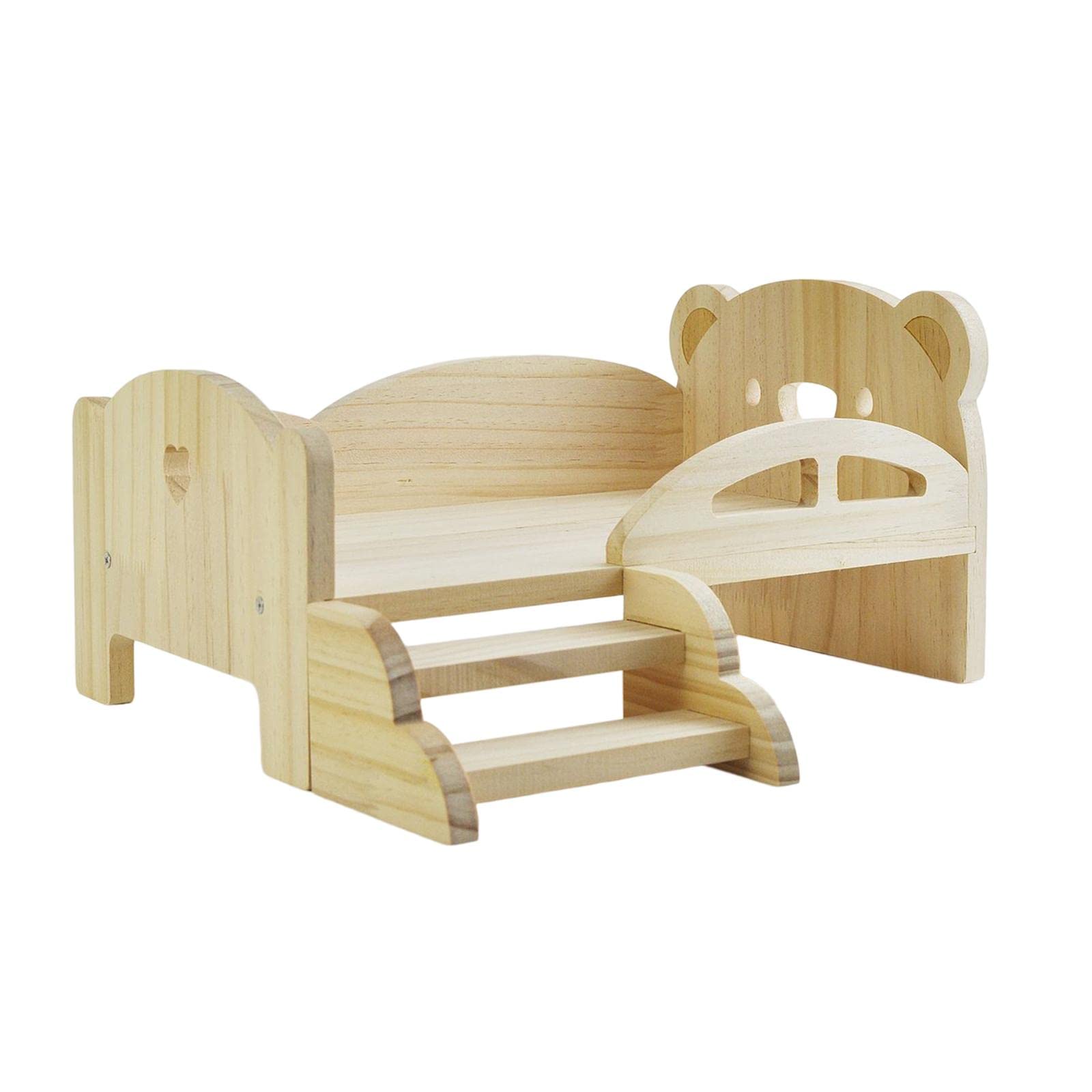 Letto per Bambole Mobili Miniatura Accessori Arredamento Casa Bambola Ornamenti in Legno Artigianale Superficie Liscia Adatto per Bambini Scena Gioco, Orso Che Dorme