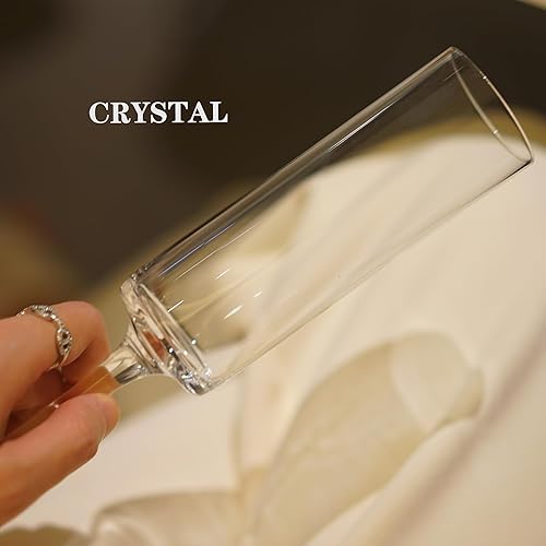 Miniatura 3 de Juego de 2 copas de champán de cristal soplado a mano, copas de champán cuadradas transparentes de 6 onzas, regalos únicos para mujeres, bodas,