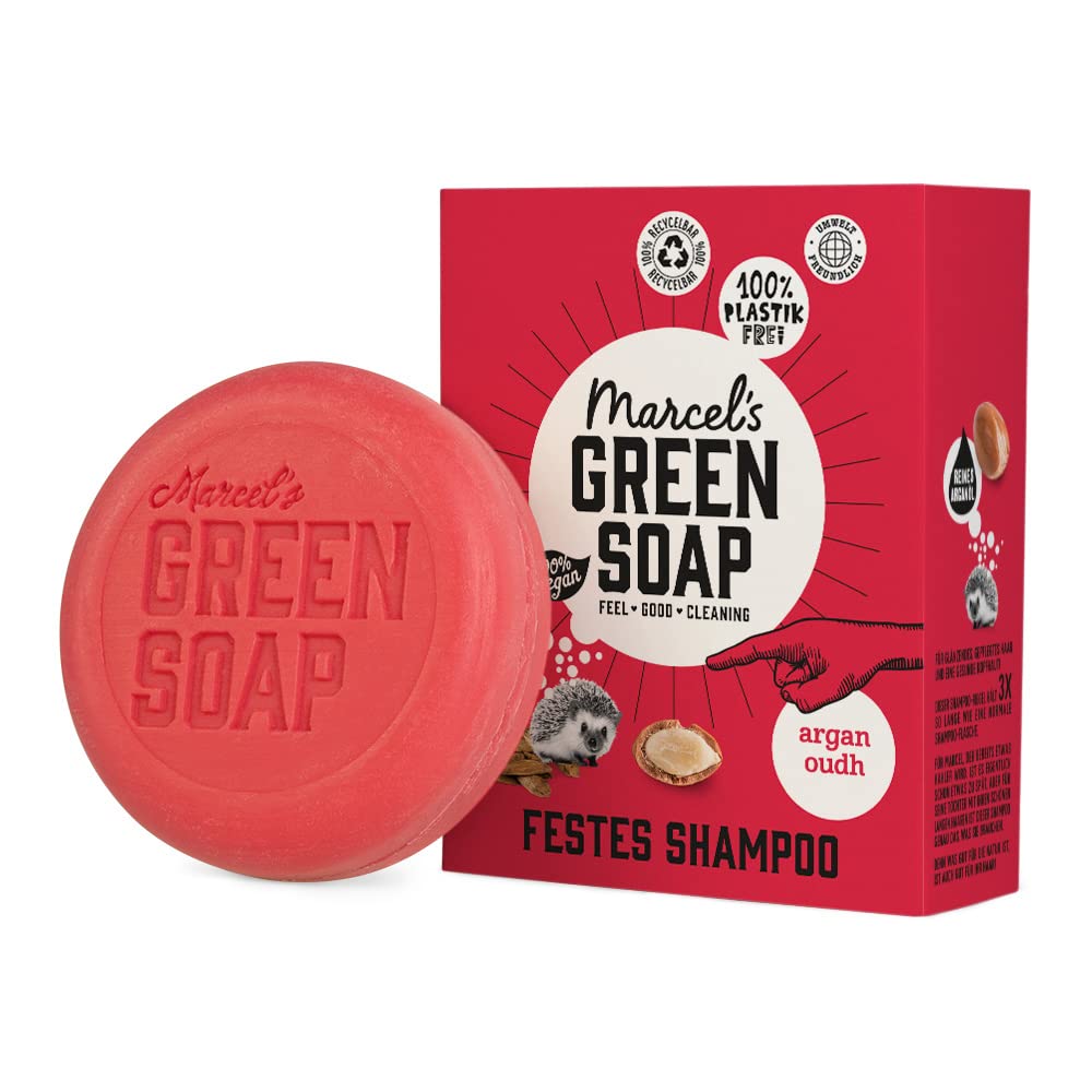 Shampoo Bar Argan & Oudh - Daily use, plastic and sulfate free - Saves 3 bottles of regular Shampoo - 100% Eco friendly - 100% Vegan - 97% Biodegradable - 90 G