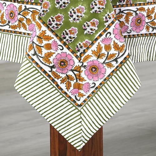 CPC-Tablecloth-100-Cotton-72×140-Inch-Indian-Block-Print-Easter-Rectangle-Table-Cover-Table-Cloth-for-Weddings-Parties-Jade-Green-12-Seater CPC Tablecloth 100 Cotton 72×140 Inch Indian Block Print Easter Rectangle Table Cover Table Cloth for Weddings Parties Jade Green 12 Seater