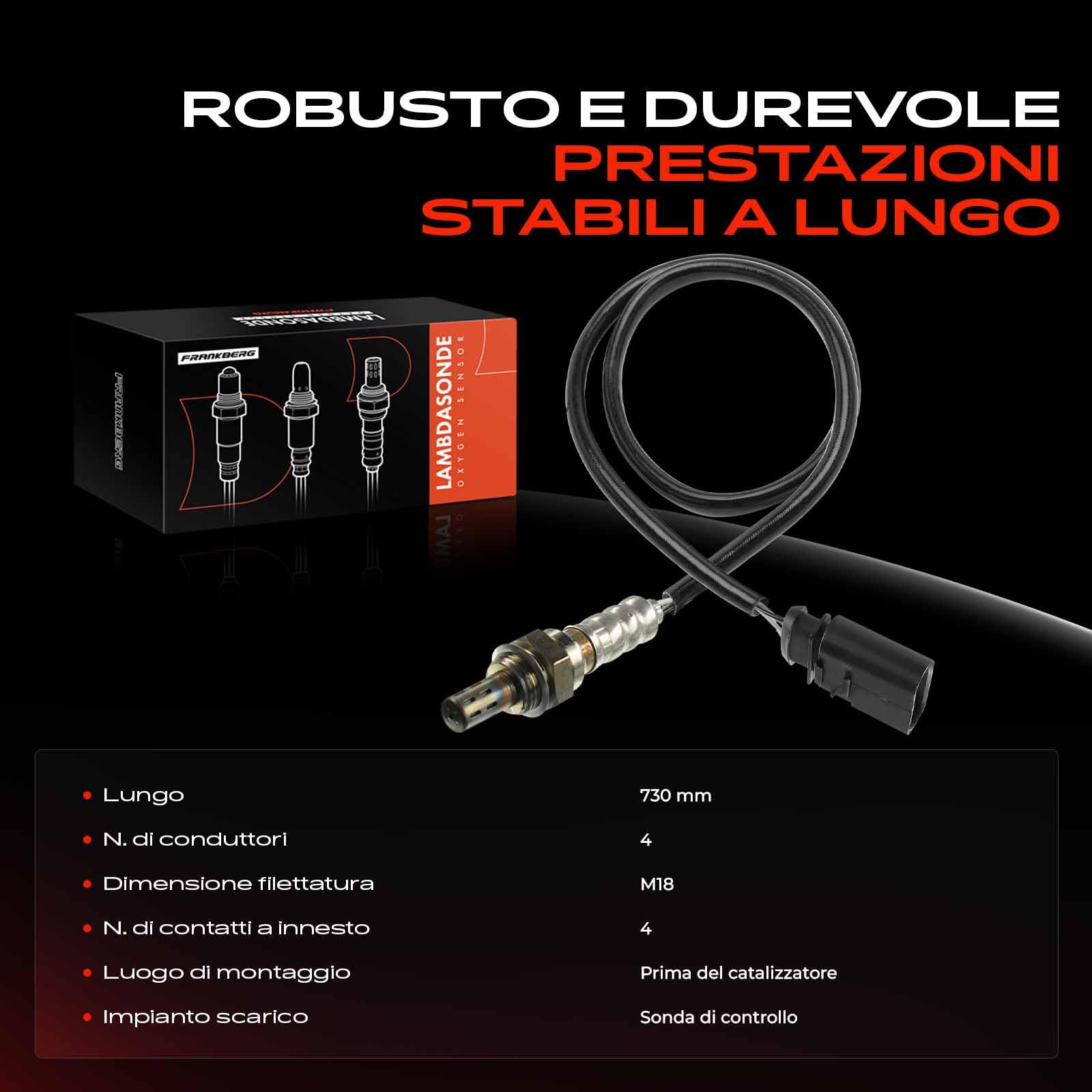 Frankberg Sonda lambda sonda di controllo anteriore cat 0258005081 | Compatibile con: Golf IV Variante 1J5, A.l.h.a.m.b.r.a 7V8 7V9, Polo 6N1, C.a.d.d.y II MPV 9K9B, Arosa 6H1