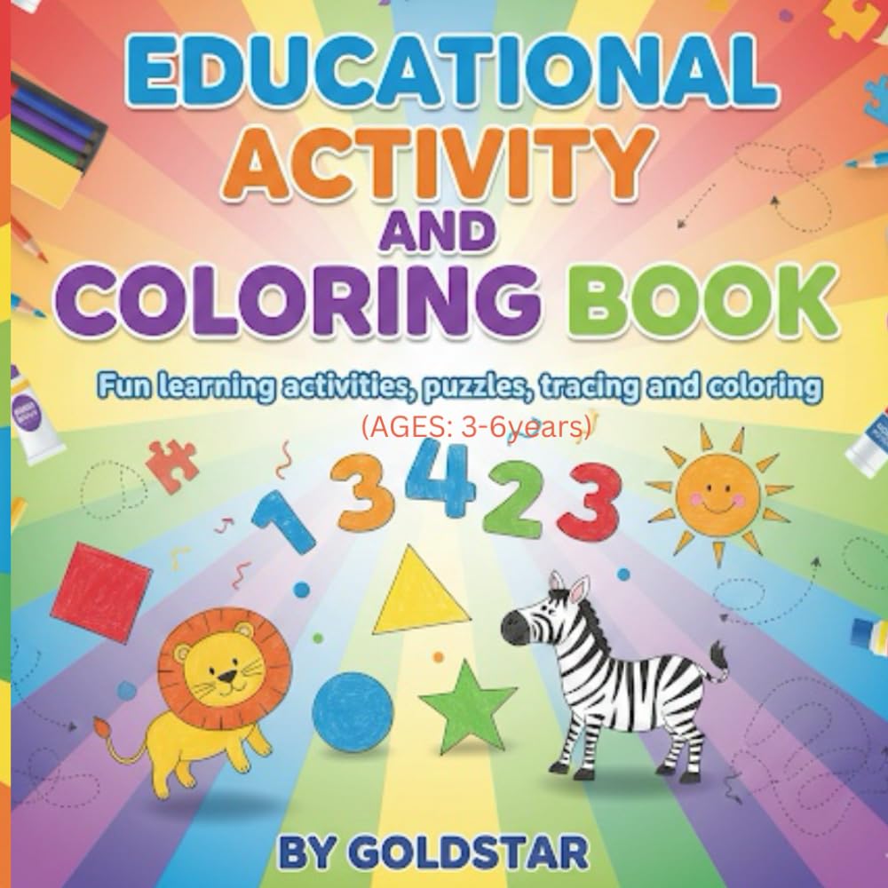 Educational activity and coloring book: Fun learning activities, puzzles, tracing and coloring